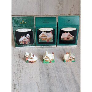 Hallmark miniature Old English Village House ornament Xmas set